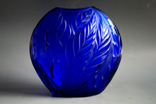 LALIQUE FILICARIA COBALT BLUE  GLASS VASE