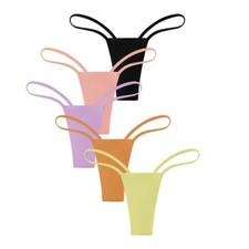 5 Pack Womens Solid Thong G-strings Knickers Low Waist Stretch Underwear Briefs