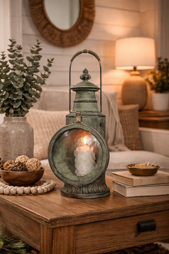 Vintage railway lantern candle - vintage,