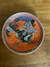 Genuine Samurai China Moriage Satsuma Porcelain Plate Japan Hand painted dragon