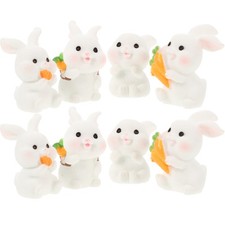  8 Pcs Miniature Landscape Ornaments Bunnies Decor Resin Figurines