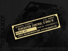 label plate GENERATOR C-890