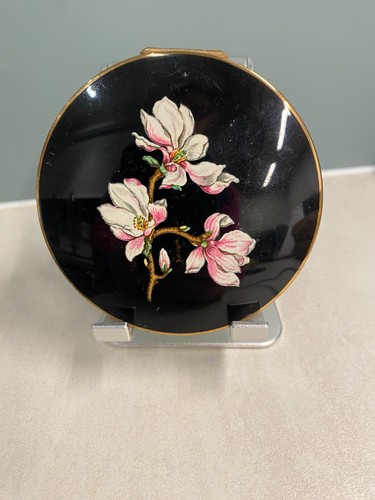 Black enamel floral stratton - enamel, &