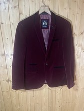 MARC DARCY London Men’s Velvet Jacket Size 38R Wine.