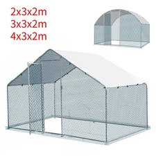 LARGE OUTDOOR METAL WALK IN CHICKEN HEN POULTRY COOP RUN CAGE PEN HUTCH KENNEL