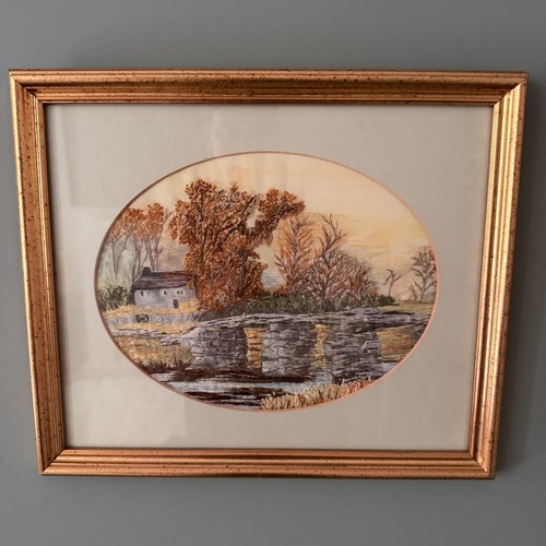 Vintage framed hand - framed, stitched