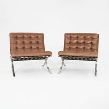1990 Knoll Barcelona Lounge Chairs by Mies van der Rohe Model 250LS 2x Available