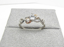 Clogau Gold Silver & 9ct Rose Gold Tree of Life White Topaz Ring Size R 1/2