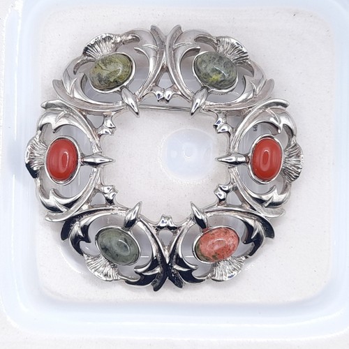 Scottish thistle brooch - brooch, oval