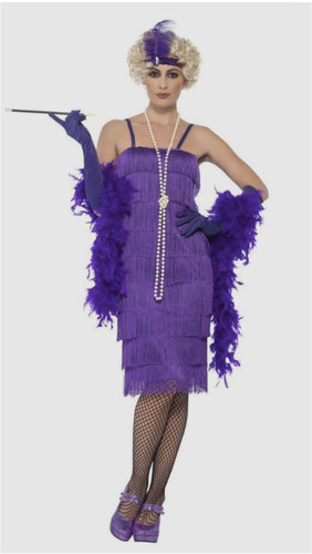 Purple flapper fringe dress - purple,