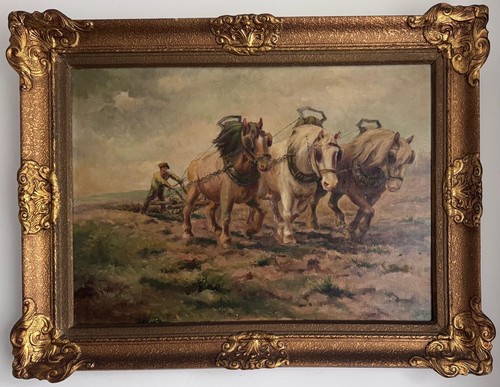 Vintage belgium large oil - vintage,