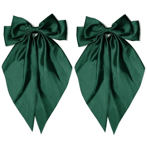 Dark green satin long tail - dark,