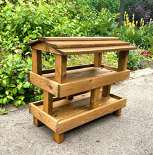 Ground Wooden Bird Table Garden Bird Seed Feeding 2 Level Trays READY MADE