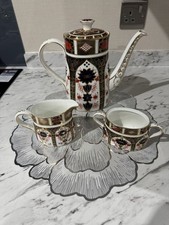 Crown Derby Imari Teapot Sugar Jar and Milk Jug
