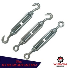 Turnbuckle Wire Tensioner Strainer Zinc Plated Hook and Rope Cable Threaded Hook