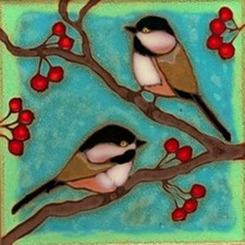 Ceramic tile Chickadees wall decor hotplate installation backsplash mural mosaic