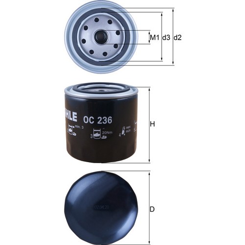 Mahle 236 oil filter fits - mahle,