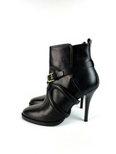 Ralph Lauren Collection Purple Label Ankle Boots Black Leather 8.5B, Straps
