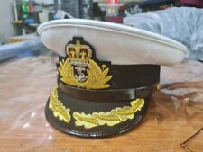 ROYAL NAVY OFFICER WHITE SUMMER HAT CAP CAPTAIN