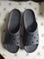 Crocs Sliders Sandals Womens 8 Black Wedge