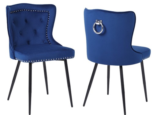 Blue velvet dining chairs - x,