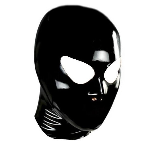 Black latex rubber gummi hood - black,