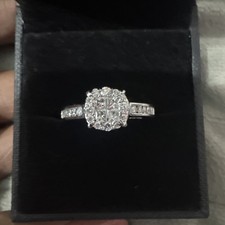 9ct white 0.50 Carat Princessa Diamond Ring  Size J. (H Samuels)