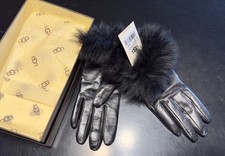 BNWT UGG BLACK LEATHER QUINN GLOVES LARGE RRP £130