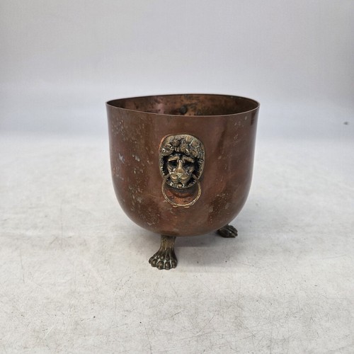 Copper planter brass lion head - copper,