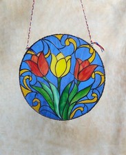 Stained Glass Tulip  Suncatcher. Home Decor Window Wall Hangings