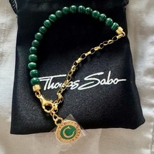 Thomas Sabo Very Small Charm Bracelet (15cm) Gold & Green Brand New RRP £90