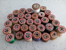 32 Vintage Dewurst's Sylko Sewing Cotton Thread Wooden Reels