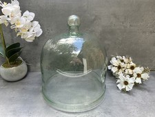 Recycled Glass Display Dome Cloche Bell Jar Flower Cake Cover  with Handle 30cm