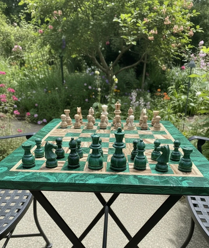 Handmade malachite chess set - handmade,