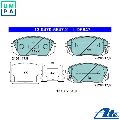 Brake pad set disc - set,