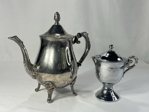 Vtg silver plated teapot - silver, hong