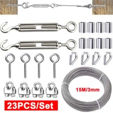 15m Wire Rope Kit Stainless Steel Cable Fence Wire Roll Kit Turnbuckle Tensioner