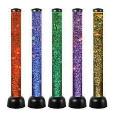 Sensory Bubble Tube Lamp, Colour Changing LED Floor Lights with Fish, Black Base