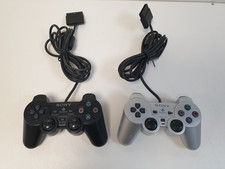 2 x Official Ps2 Controller Black Silver Dualshock working