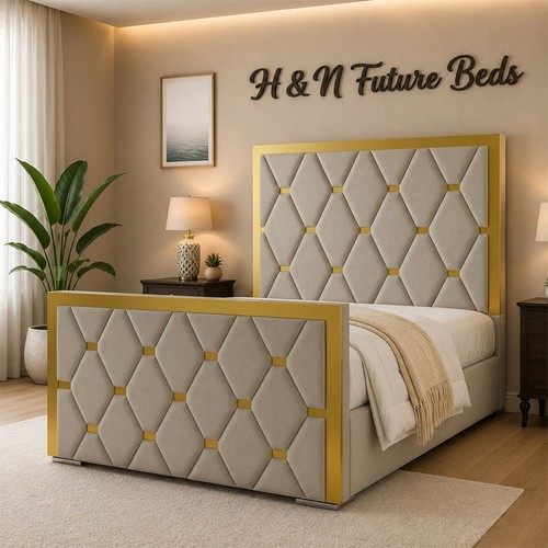 Luxury bed frame golden - golden, strip