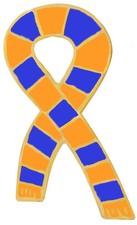 Luton Town Supporter Orange and Blue Scarf Pin Badge - GOLD plated