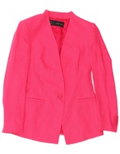ZARA Womens 1 Button Blazer Jacket UK 12 Medium Pink DP10