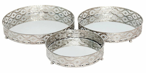 Set silver metal mirror - set,