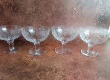 Vtg Set x4 Short Stem Etched