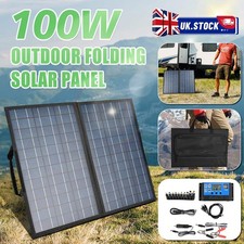 100W Watt 12V Portable Foldable Solar Panel Kit Camping Charger Power Station RV