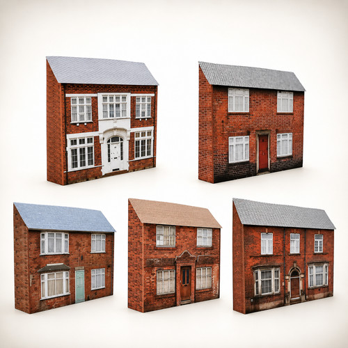 Gauge low relief houses set - oo,