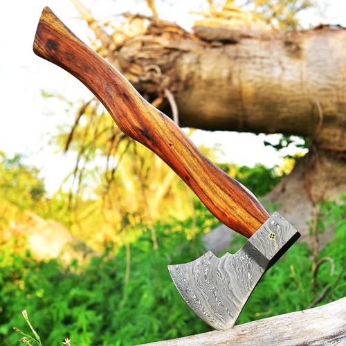 Hand forged damascus steel - hand, axe