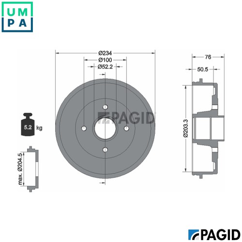 Brake drum 62916n for - drum,