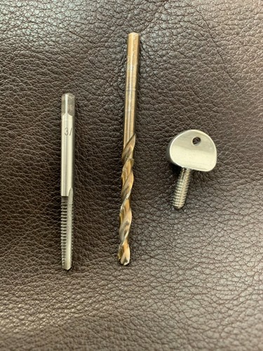 Thumb screw with drill bit - with, and