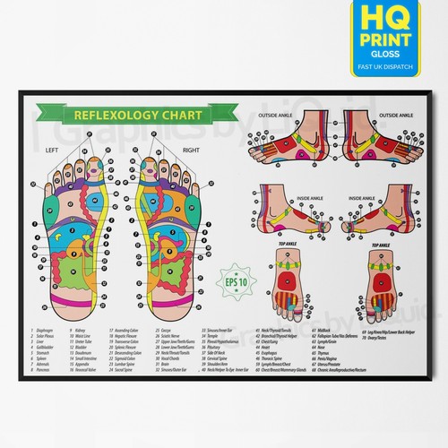 Foot reflexology colour coded - foot,